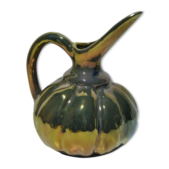 Ceramic pouring jug Rambervilliers art deco flamed sandstone metallic reflection