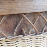 commode pieds compas, osier, vintage