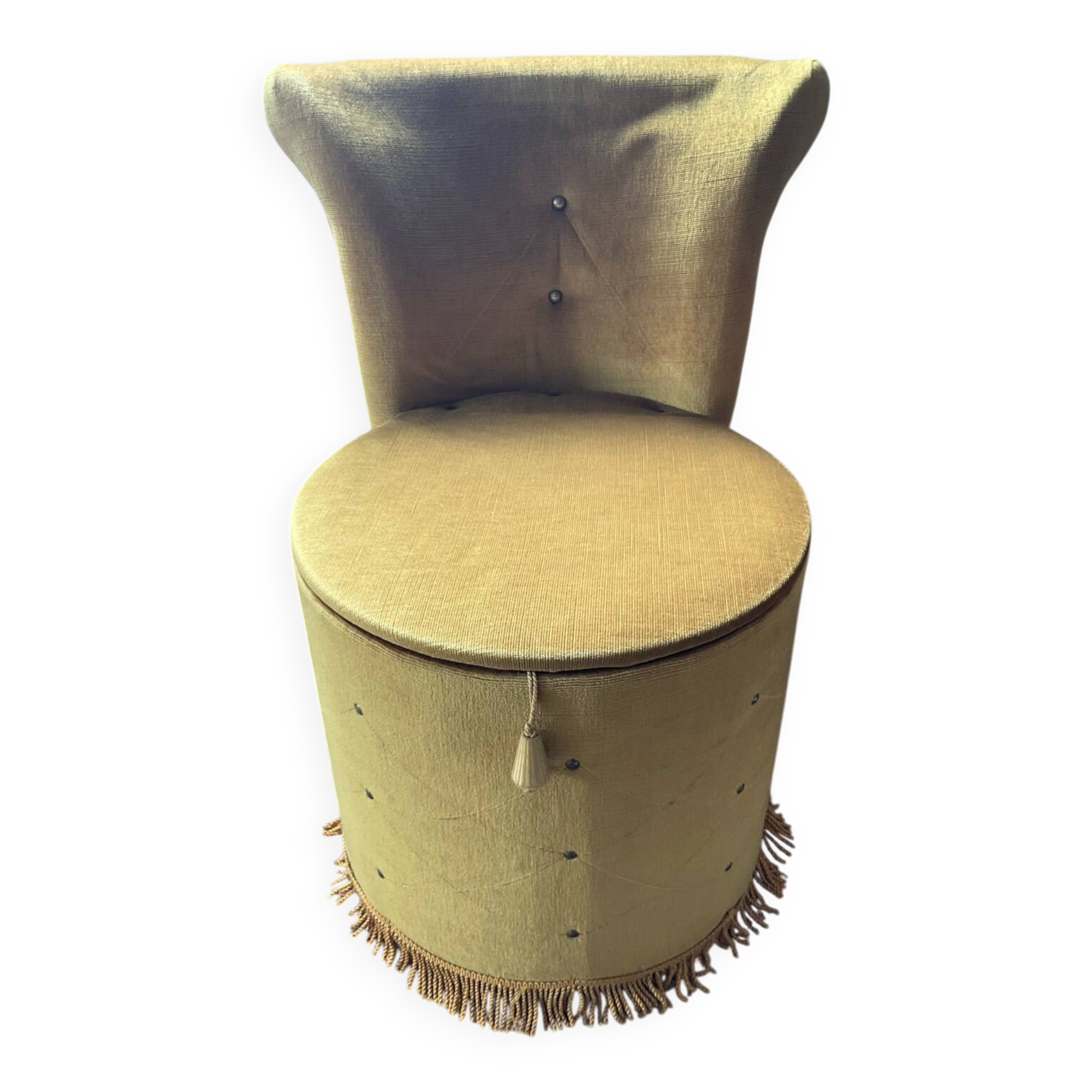 Vintage children's armchair in green velvet