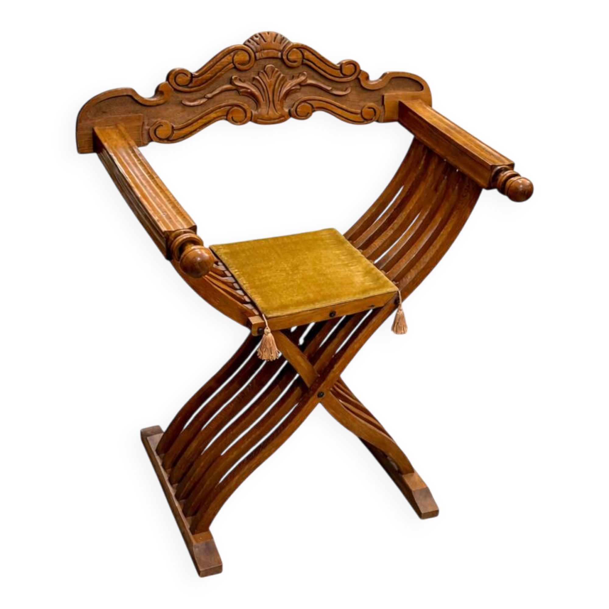 Antique Italian Savonarola Chair, Late 19th Century