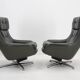 Ensemble de deux fauteuils à bascule pivotants en cuir du milieu du siècle, Peem, Finlande, 1970