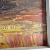 Oil on still life panel with sunflowers