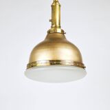 Art Nouveau pendant lamp in brass and glass from the 1920s, ceiling light, Jena, Germany.