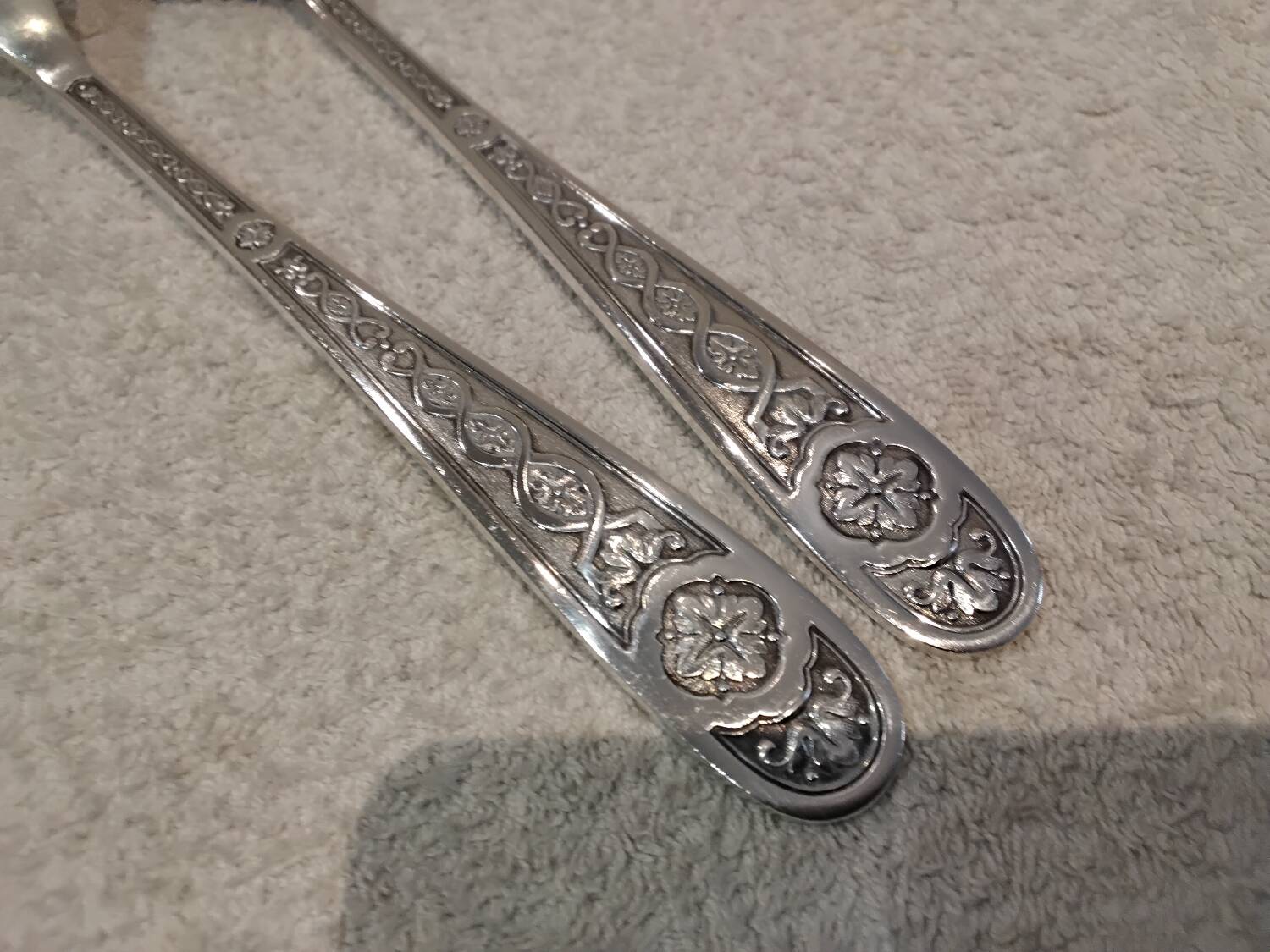 Silver-plated metal stew fork and spoon by Christofle Villeroy