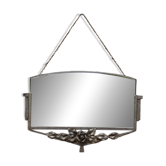 Antique Art Deco metal mirror with rose decoration – vintage wall mirror ann