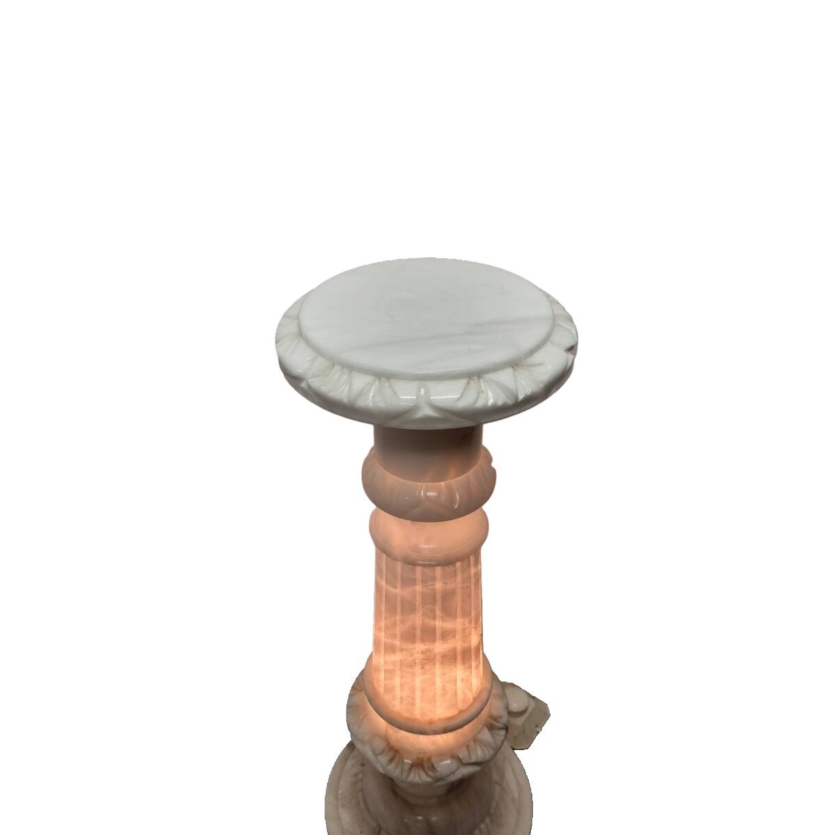 Vintage Alabaster Pillar With Lamp, 1970/80s