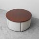 Vintage round dining set with 6 chairs, 1970s modernist