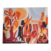 Toile psychédélique, peinture, années 70