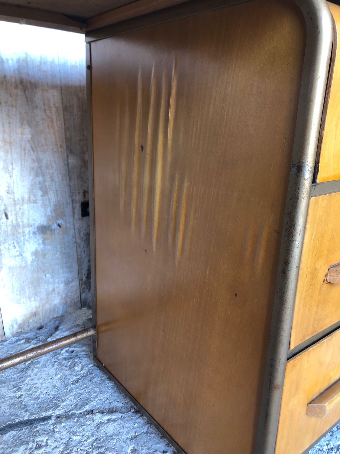 Office style stella metal & wood 3 drawers 70s vintage #a144
