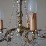 Bronze chandelier and crystal pendants – 5 lights