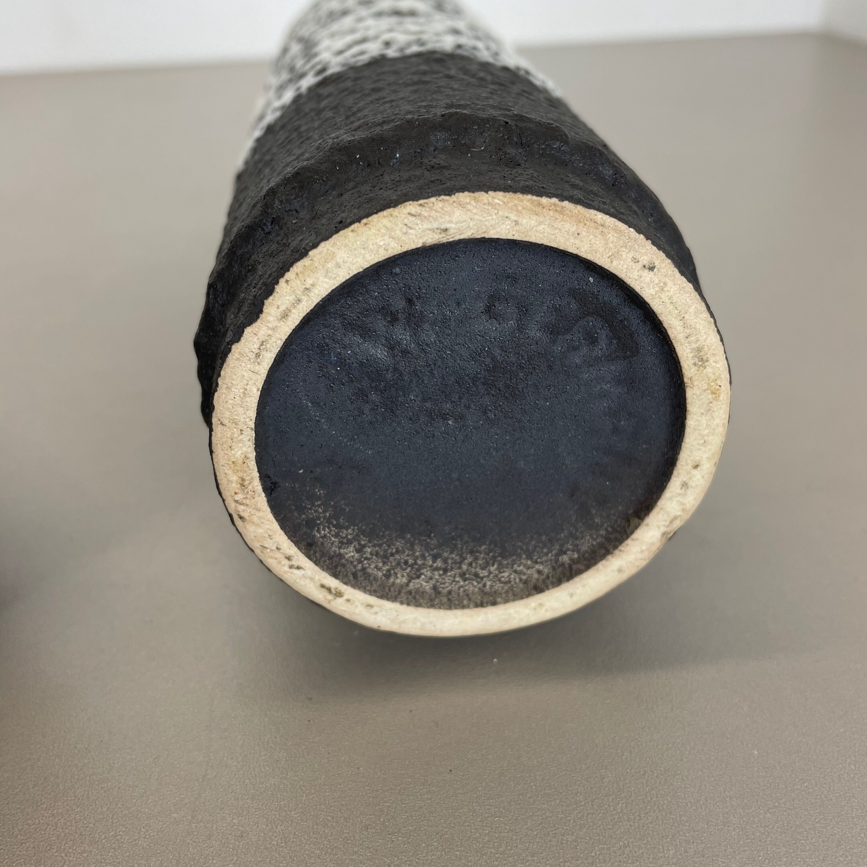 Set of Two Pottery Fat Lava Vases "Black-red-white" by Jopeko, Germany, 1970s