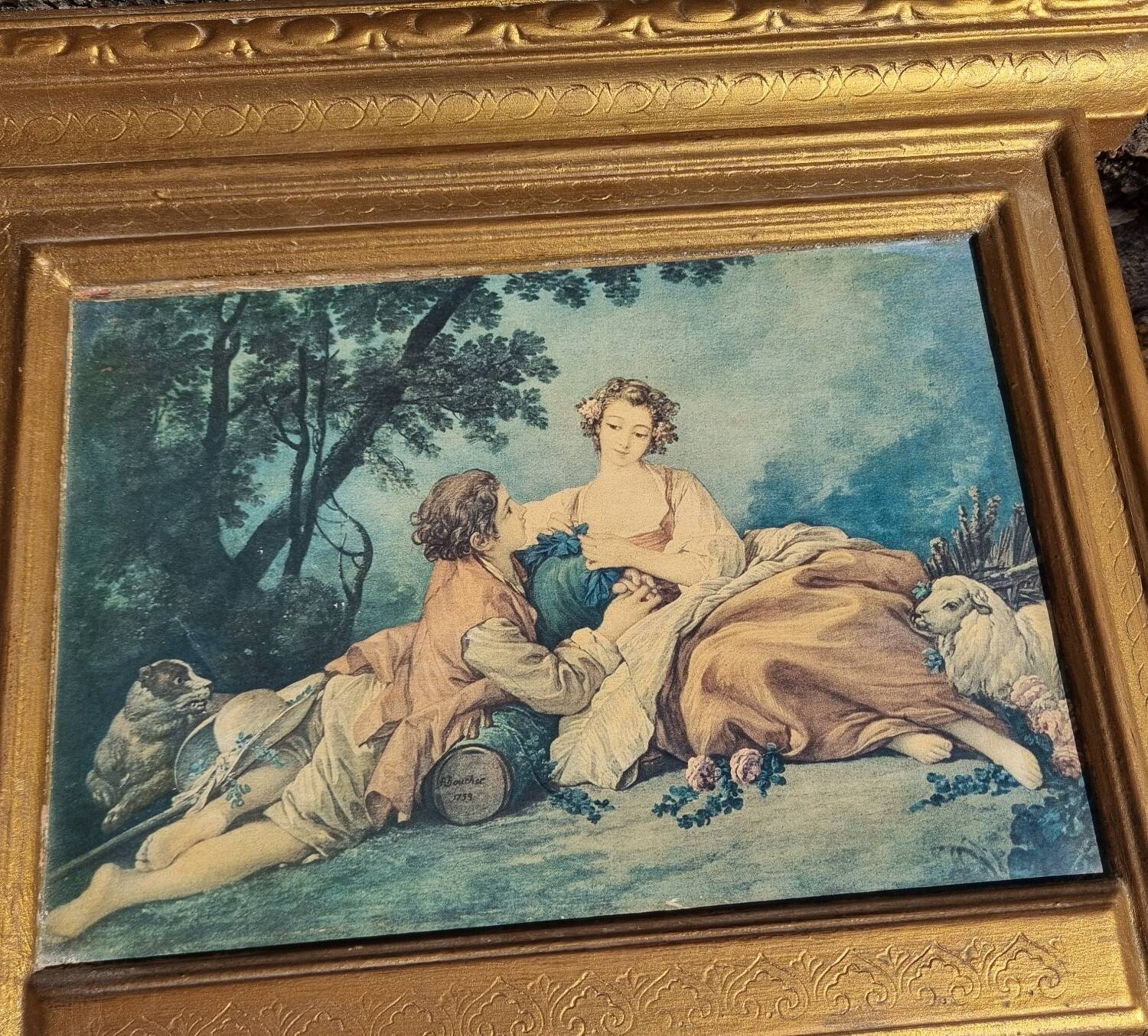 Miroir Trumeau bois doré (75 X 37 cm)