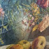 19th century oil painting on canvas fruit vase with flowers