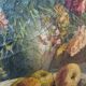19th century oil painting on canvas fruit vase with flowers