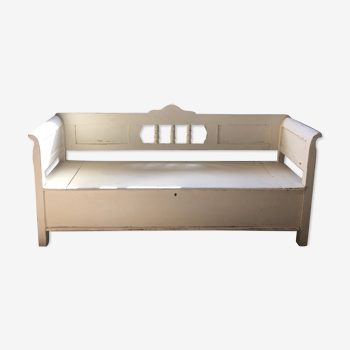 Wooden chest bench patina white