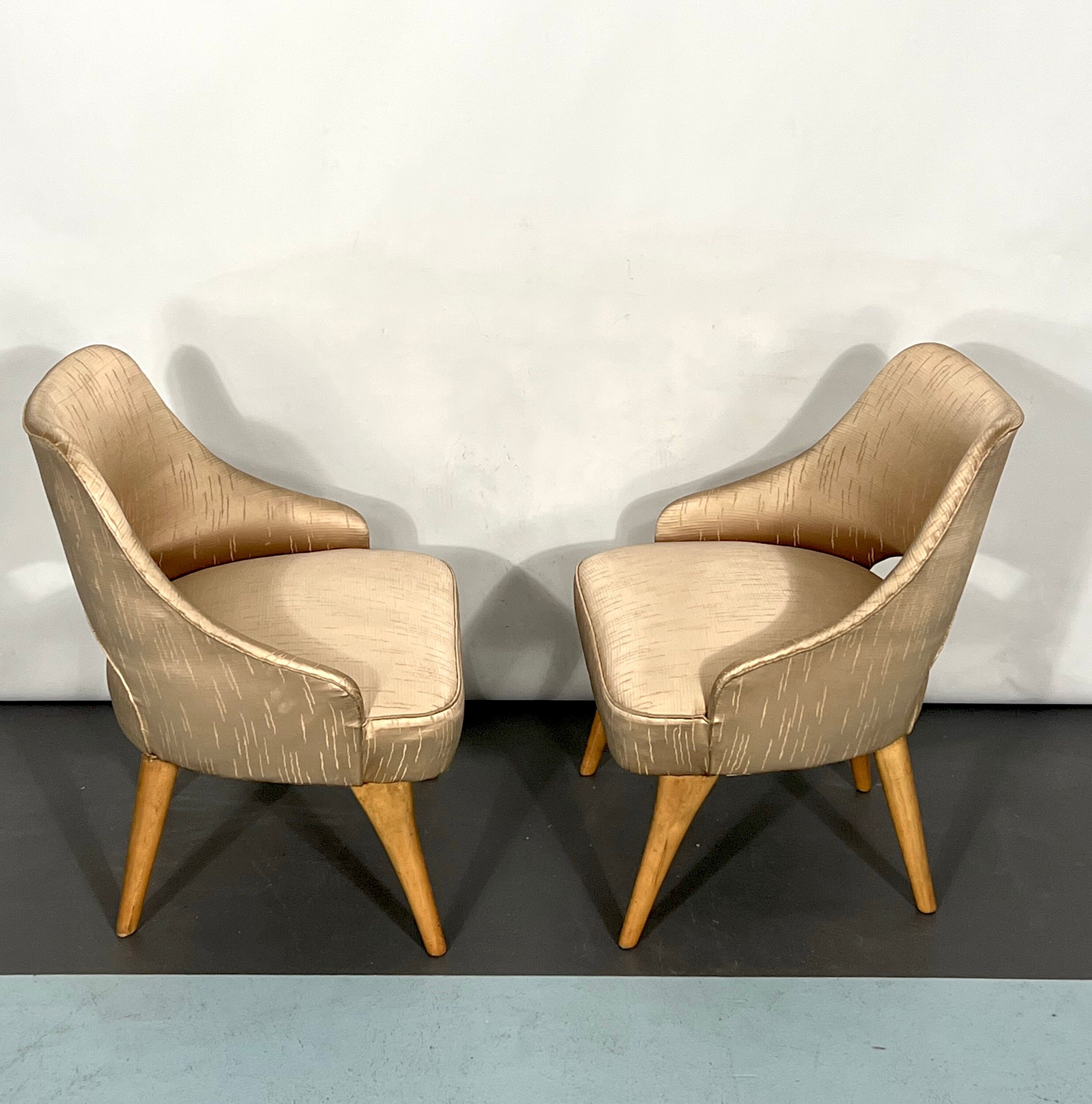 Italian Mid-Century bedroom chairs from 50s. Set of two