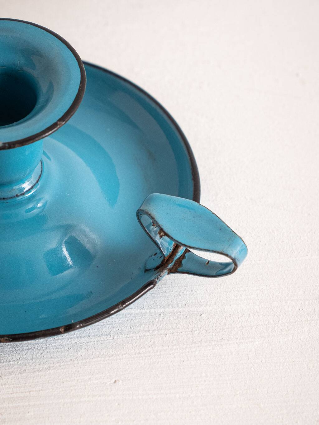 blue metal candle holder