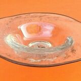 Coupe à fruits vintage design forme atypique verre soufflé  verrerie d' art