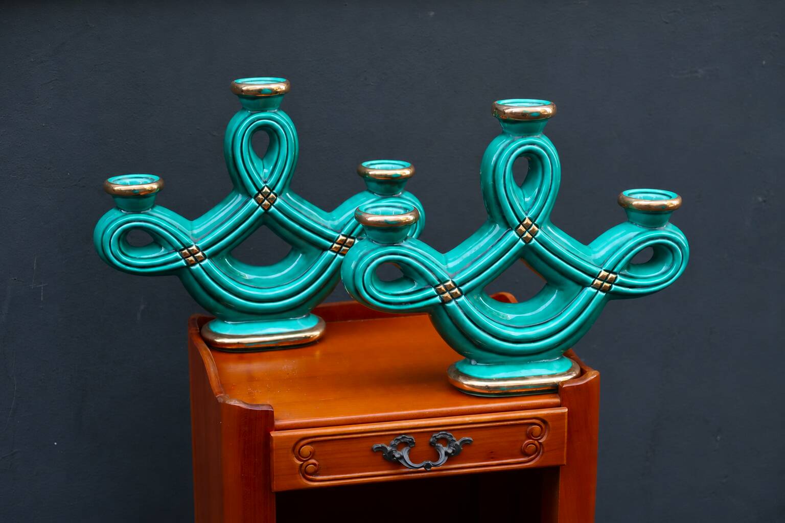 Pair of candlesticks from the 1940s Art Deco period.