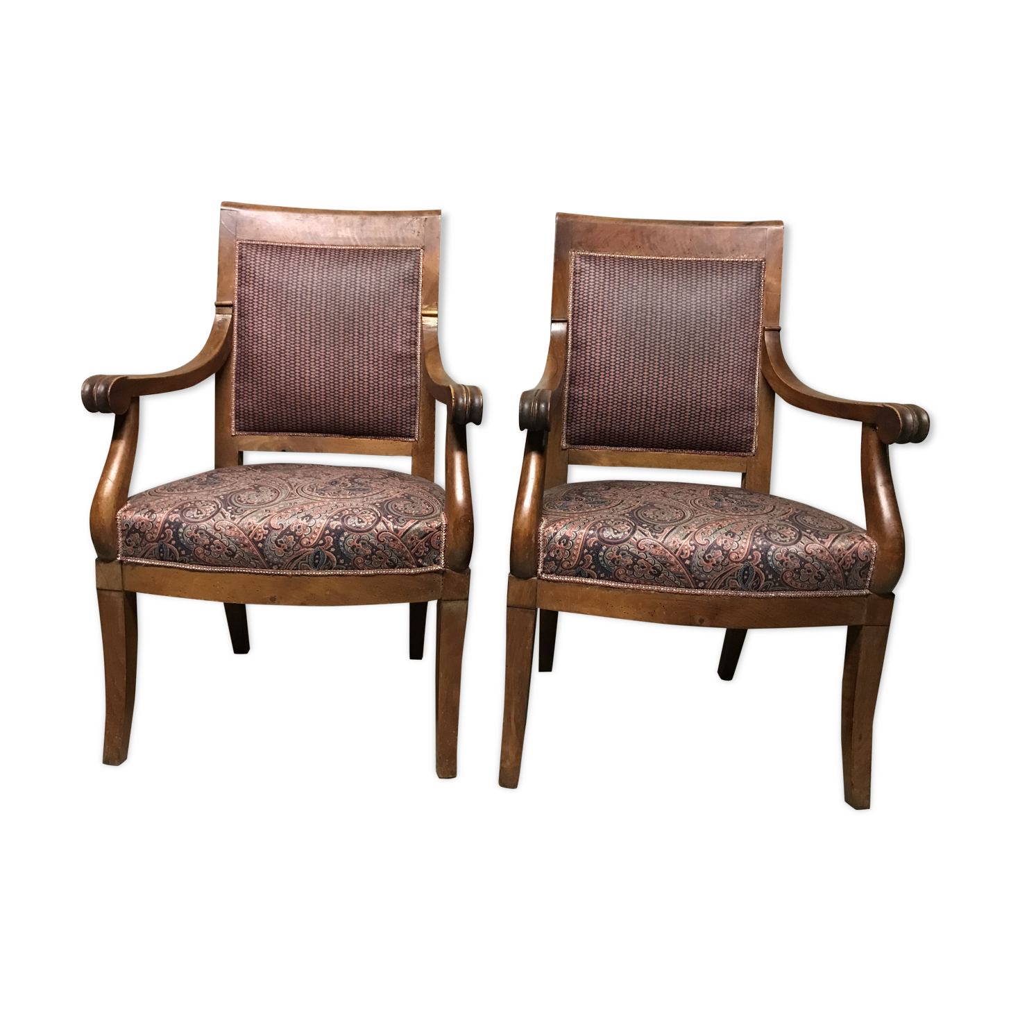 Pair of armchairs to fiddleheads Empire 19th