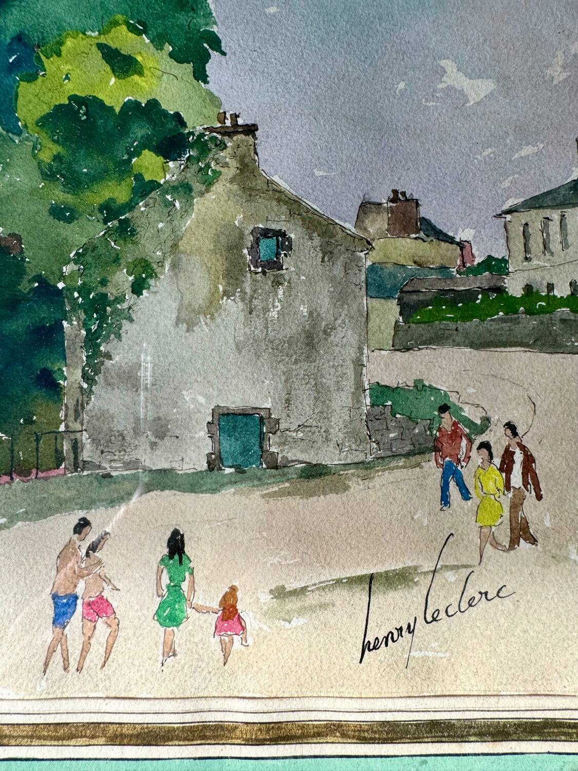 Watercolor signed Henry Leclerc, Saint-Guénolé