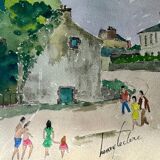 Watercolor signed Henry Leclerc, Saint-Guénolé
