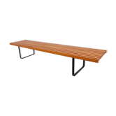 Bench in 60s-70s style, slatted bench, low seat, retro vintage style from the 60s-70s.