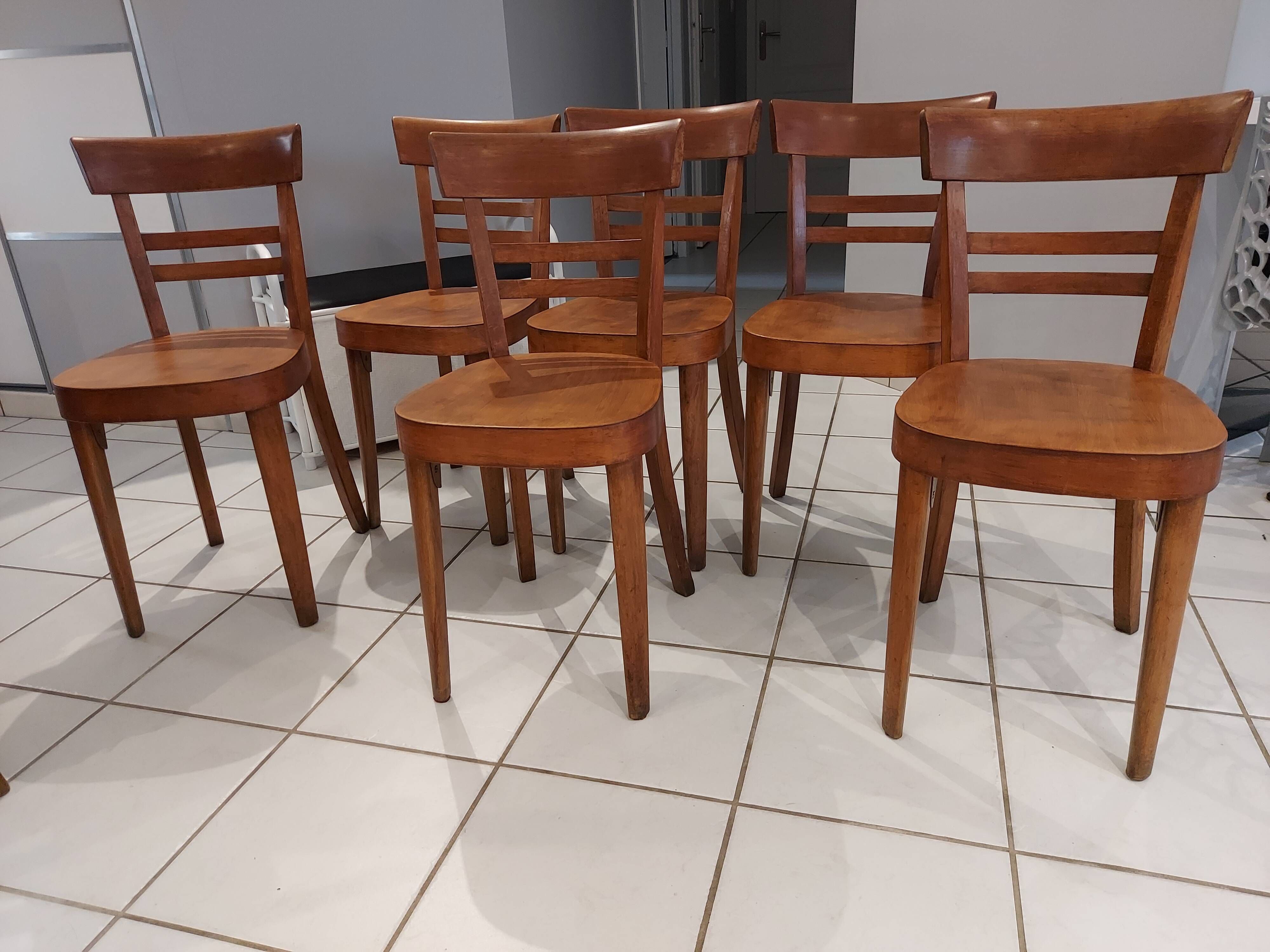 Suite of 6 chairs of bistrot Fischel 1930