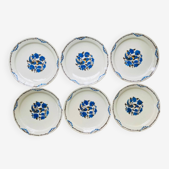 6 assiettes modèle « Oiseau Bleu »  1925 signées M Goupy