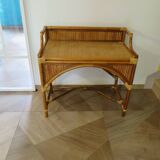 Vintage console/desk made of natural woven rattan, 1960s