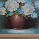 Tableau huile sur toile bouquet de fleurs ton bleu