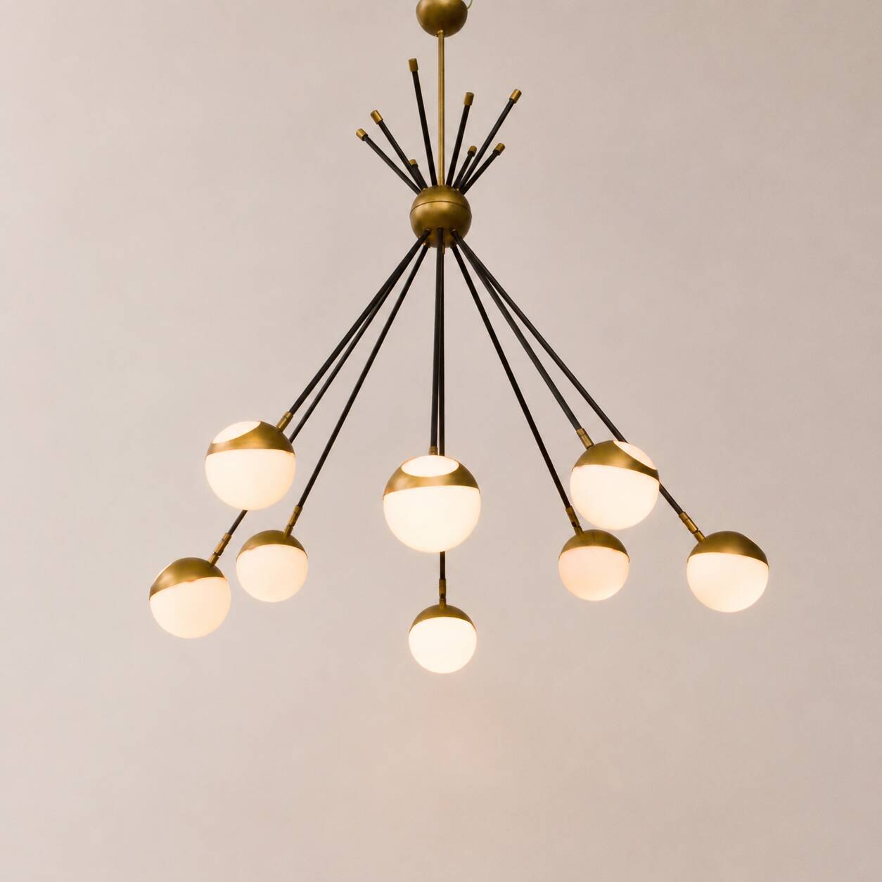 Italian Brass Sputnik Chandelier In Stilnovo Style