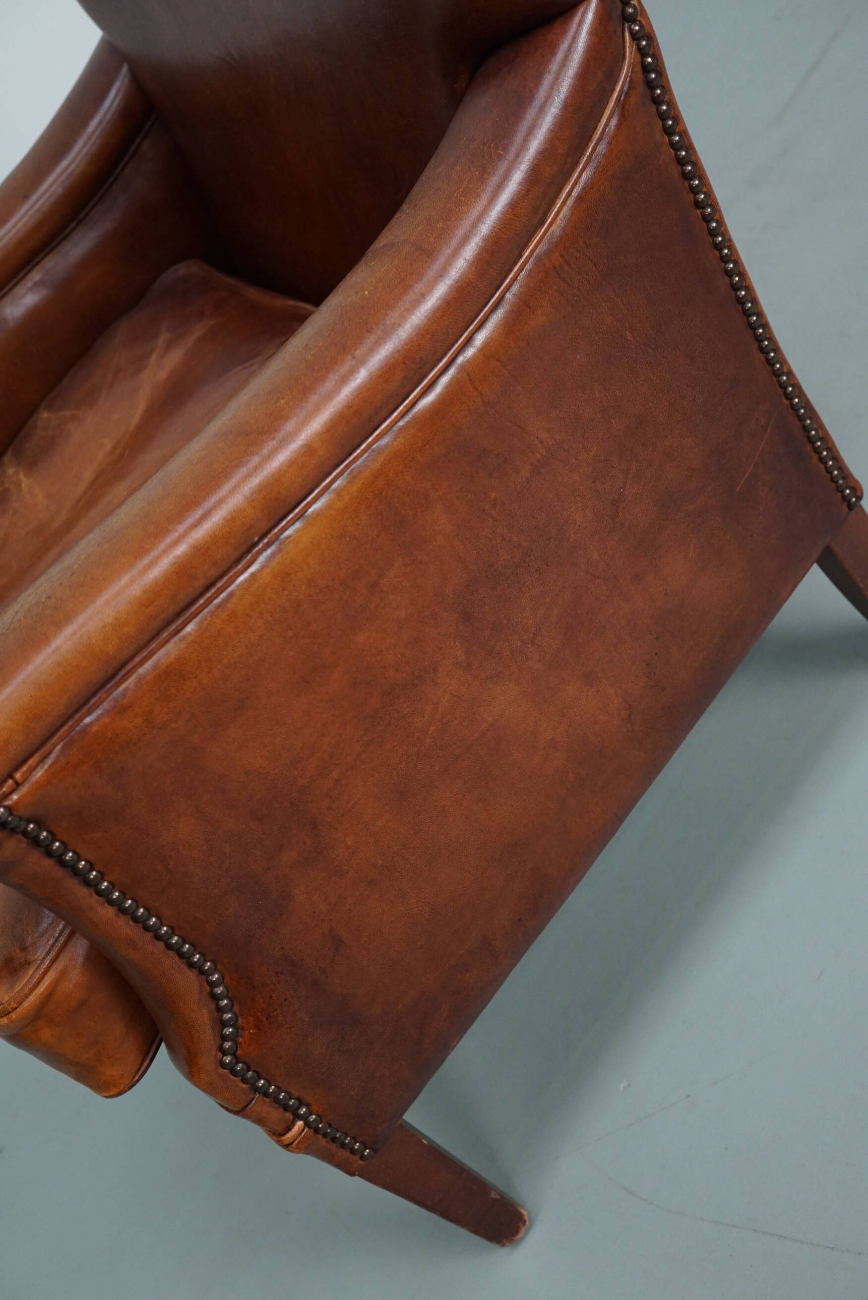 Vintage Dutch Cognac Colored Leather Club Chair