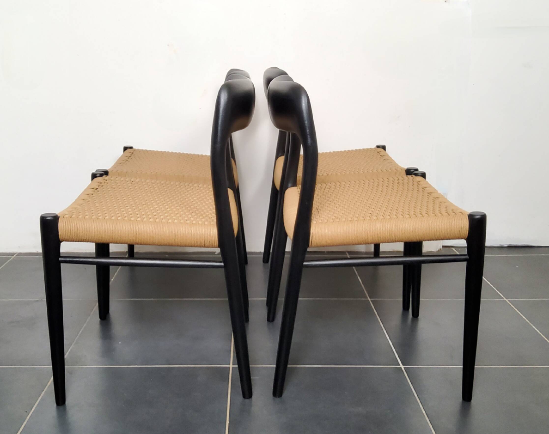 Niels Møller model 75 chair, black, Scandinavian, vintage 1960s.
