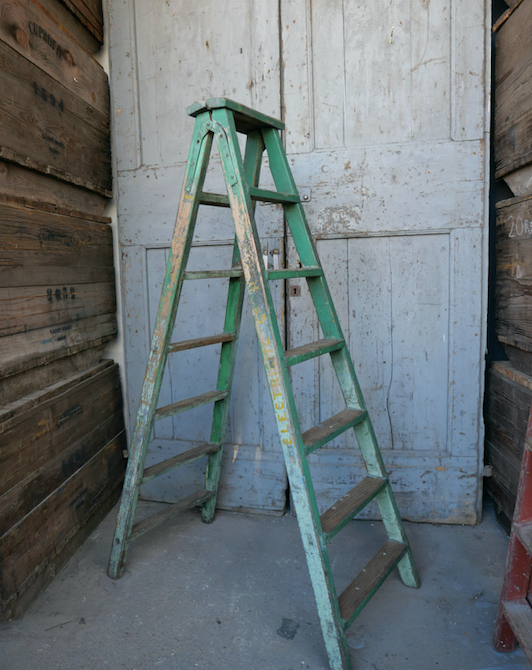 Wooden workshop folding stepladder