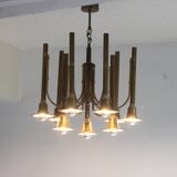Brass trumpet chandelier, 1970s