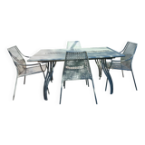 EMU antique iron garden furniture, table, 2 armchairs and 4 Vera chairs