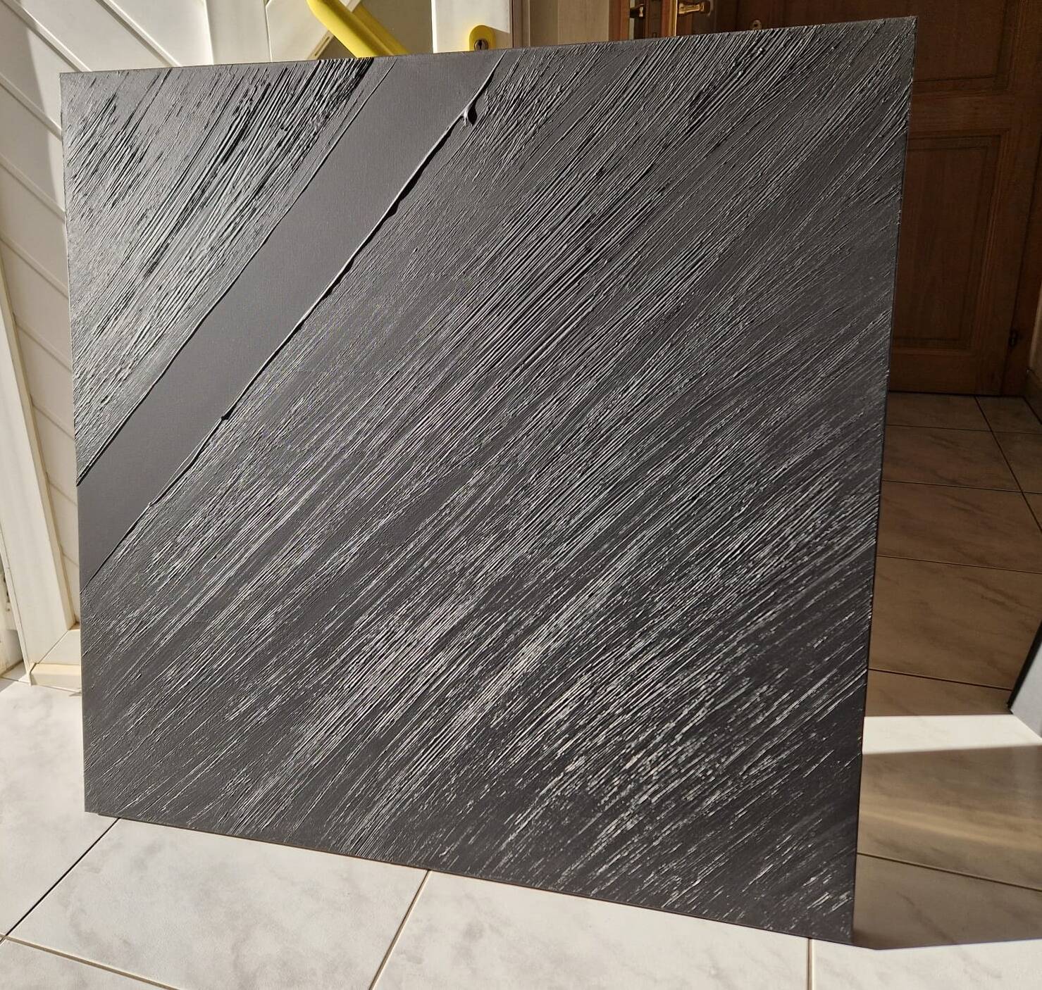 Monochrome black minimalist abstract painting