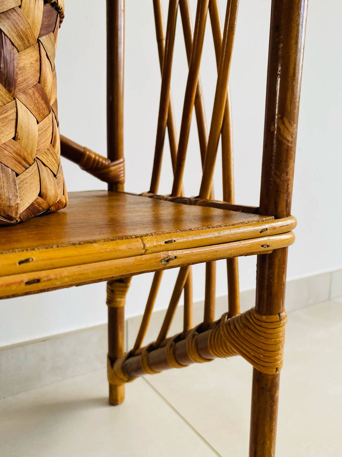 Vintage rattan shelf