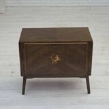 1960s, Danish radio/TV commode, laqered ash wood, wood marquetry door.