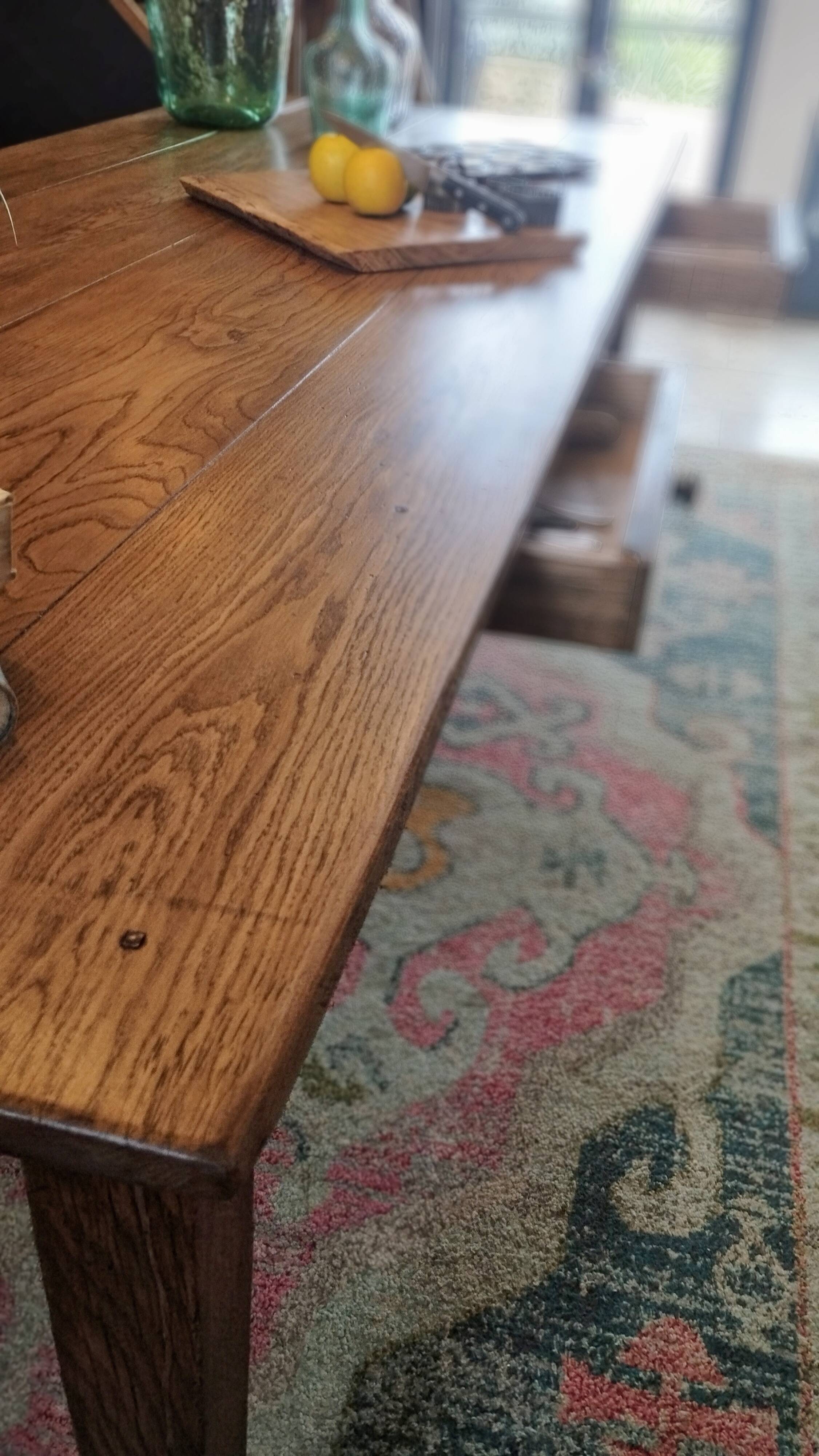 Large solid oak farmhouse table with two drawers 260 cm x 100 cm