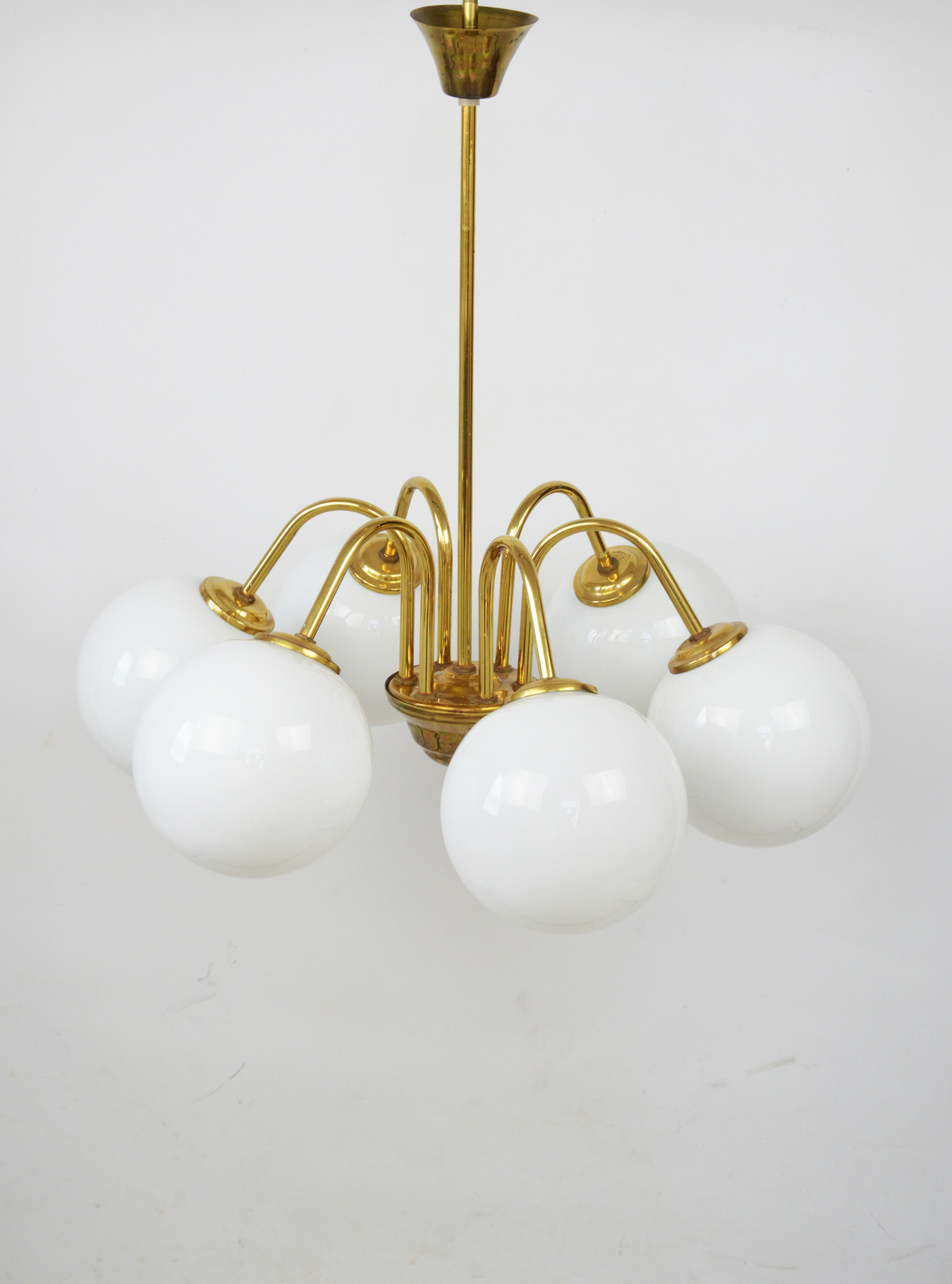 Six-arm chandelier, Poland, 1980s