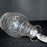 Richly cut crystal decanter and bevelled diamond engraved baccarat or saint-louis? trianon