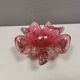 Stylish Murano glass bowl/ashtray in pink, shaped like a four-leaf clover.