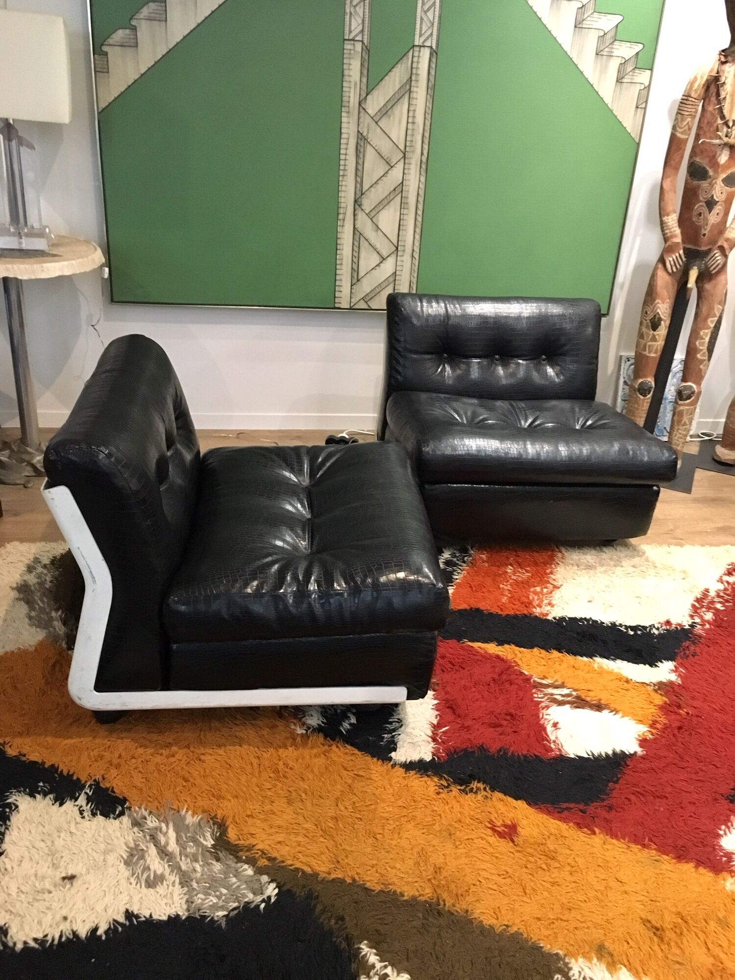 Amanta faux leather armchairs by Mario Bellini for B&B Italia