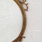 Round Brass Medallion Mirror, 1950s