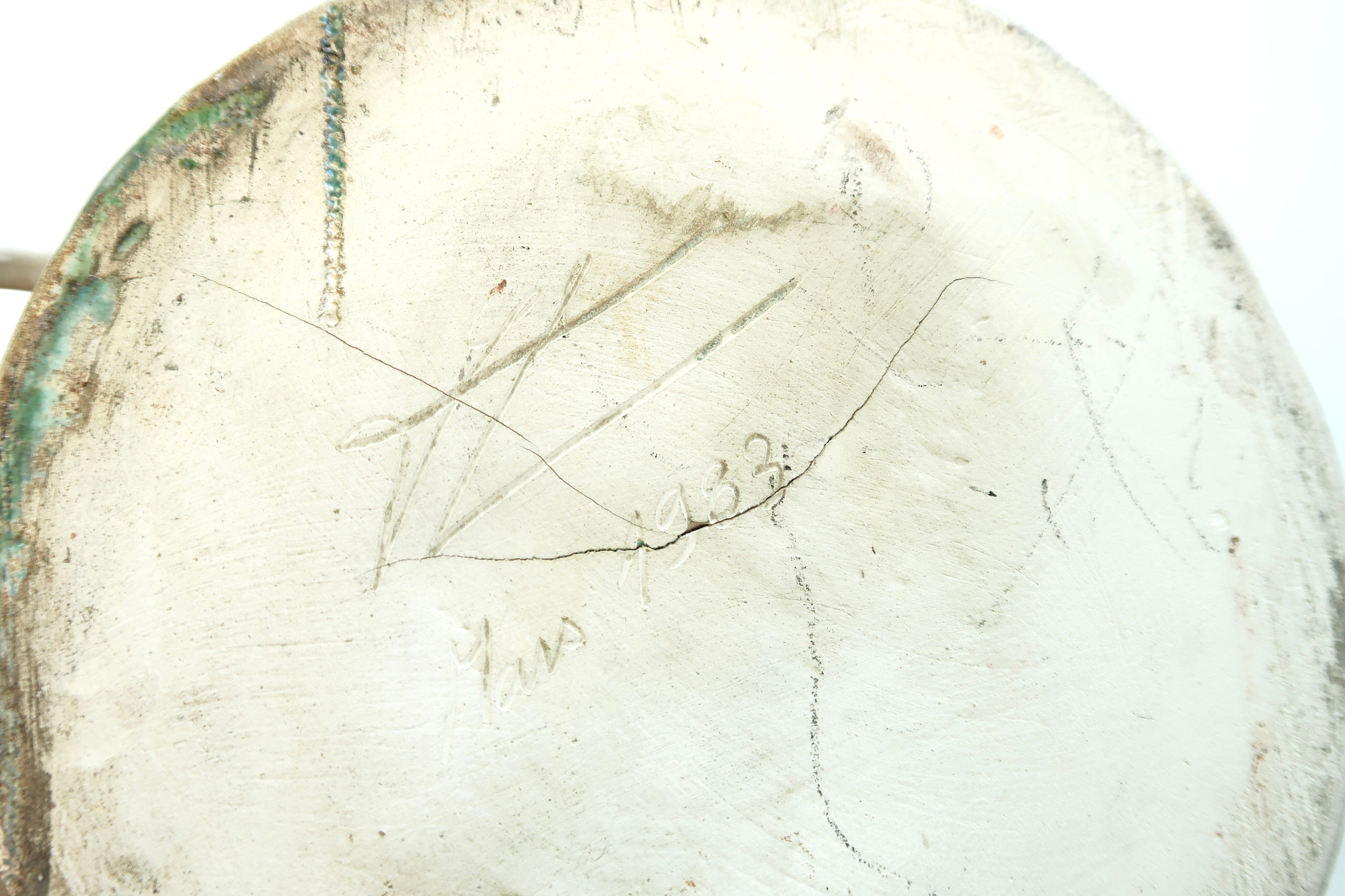 Lampe blanche et bleue en céramique, abat jour en raphia