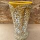 Old pitcher vase Vallauris fat lava yellow ceramic white foams #b479