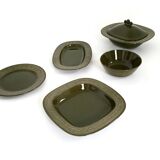 Five-Piece Black Earthenware Serving Set by Antonia Campi, Italy
