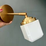 Vintage art deco globe wall lamp in white opaline